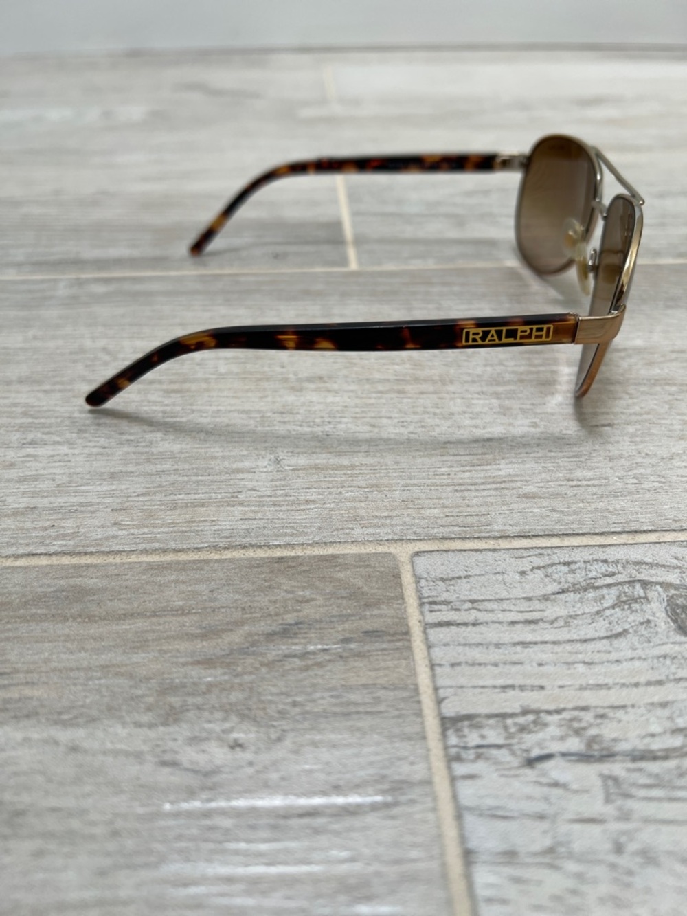 Ralph Lauren Gold Frame Brown Lens Aviator Sunglasses - Picture 5 of 10